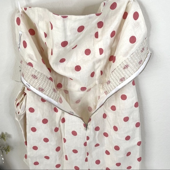 Reformation Turnip Strapless Wrap Polka Dot Mini Dress in Andie - Size 6 - Picture 4 of 6